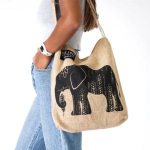Rice Love Recycled Burlap Elephant Purse Handbag